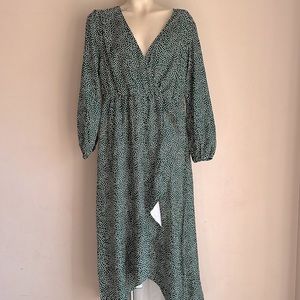 Maxi dress green polka dot XL NWT